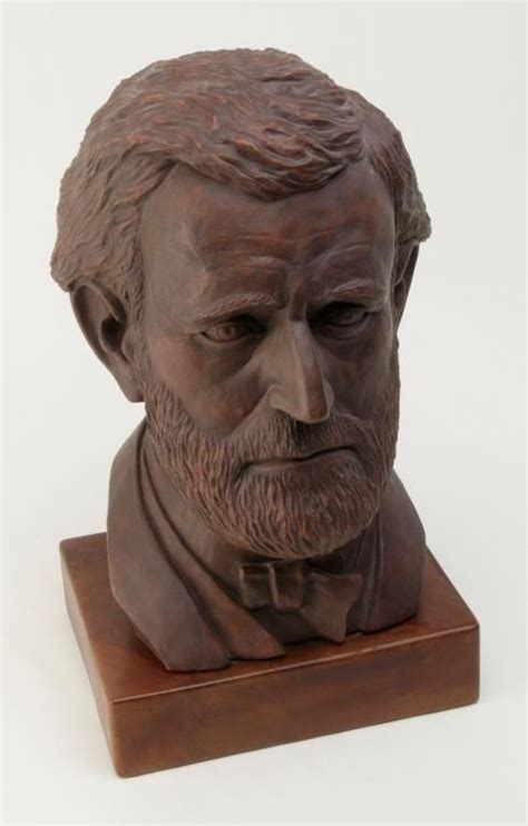 Large finely accomplished original terra cotta sculpture bust of President U.S. Grant, approx. 18"