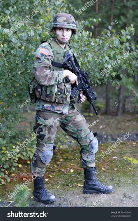 Shot Of A Young Soldier. Uniform Conforms To Special Services(Soldiers) Of The Nato Countries ...