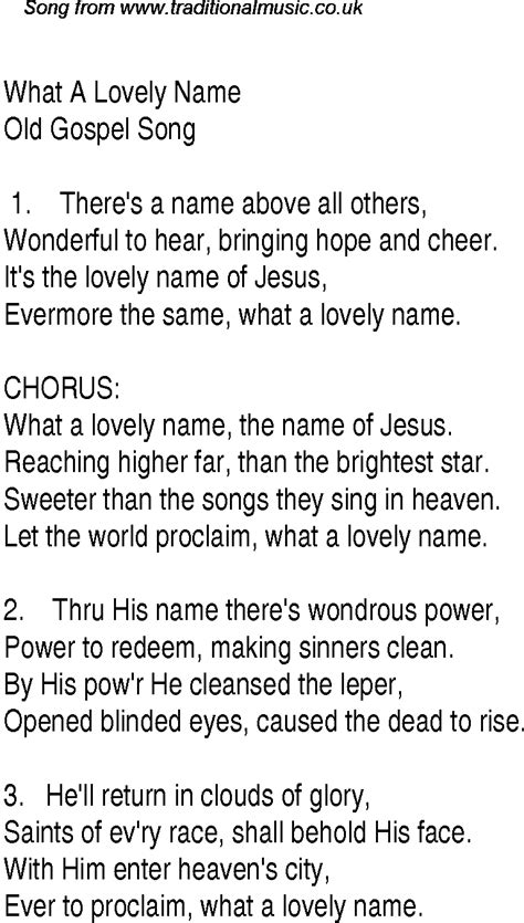 What A Lovely Name - Christian Gospel Song Lyrics and Chords