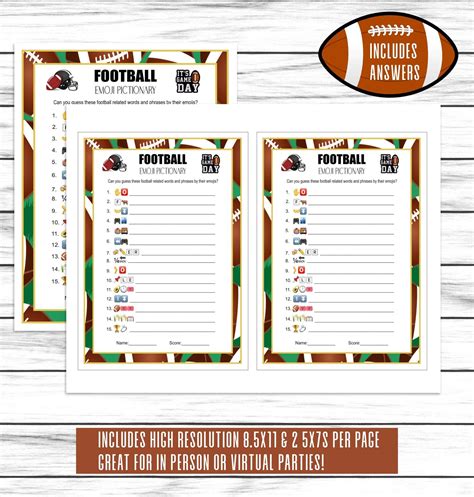 12 Printable Or Virtual Football Party Games For Kids & Adults, Favors ...