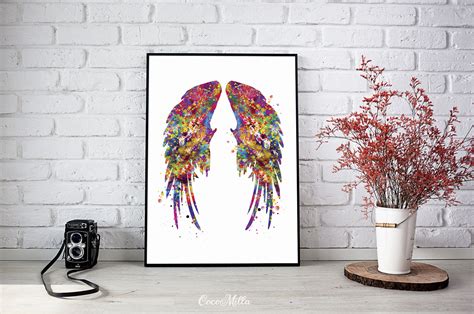 Wings Watercolor Print Angel Wings Feathers Art Print Boho | Etsy