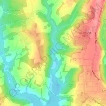 Ardingly Reservoir topographic map, elevation, relief