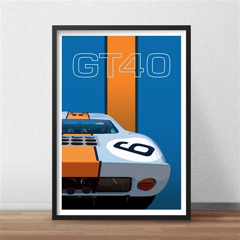 Ford GT40 Gulf Racing Livery, Car Poster by Poster Creative - Poster ...