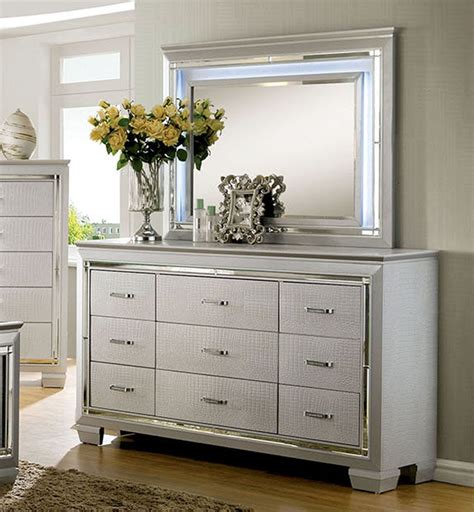 CM7979SV-D Contemporary Silver Dresser and Mirror Set - Luchy Amor ...