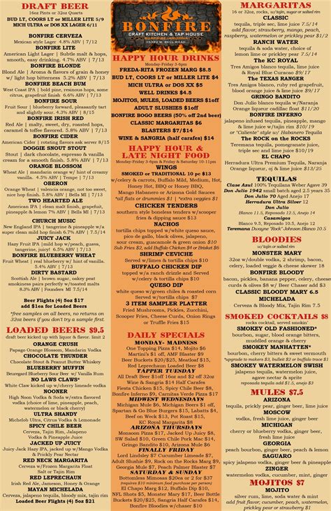 Bonfire Craft Kitchen and Tap House | Menu