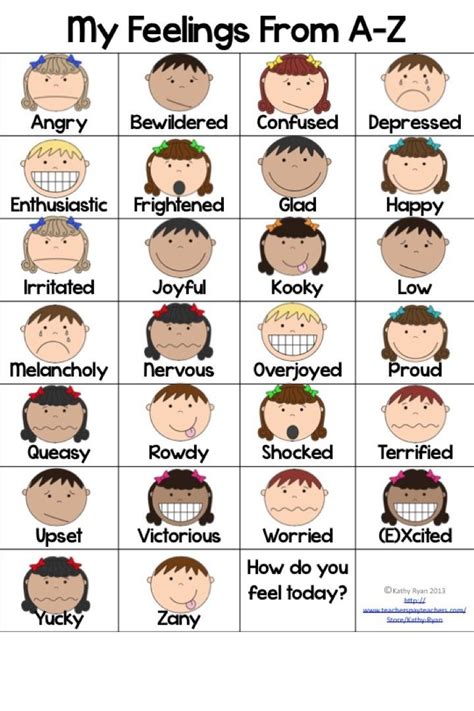 A-Z Feelings Posters in Color and Black and White | Teaching english ...