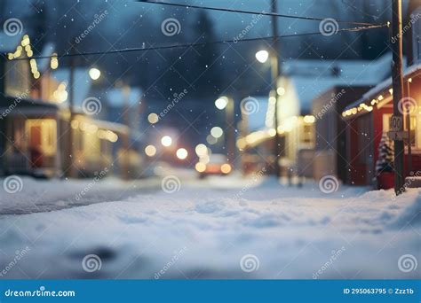 Small American Town Street View at Snowy Winter Night, Neural Network Generated Image Stock ...