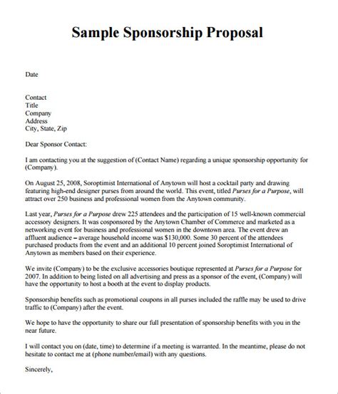 Sponsorship Proposal Template | Business Mentor