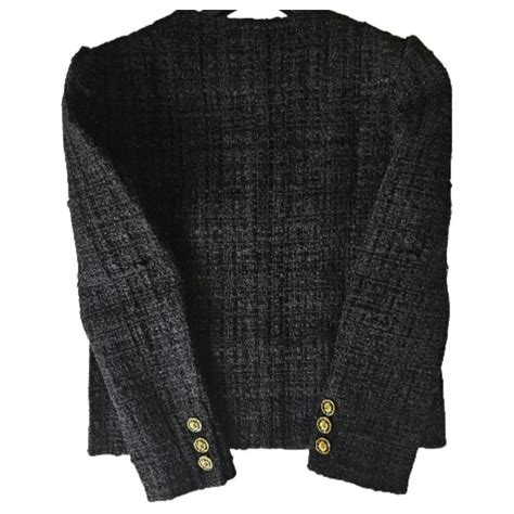 chanel tweed jacket Black Golden ref.913643 - Joli Closet