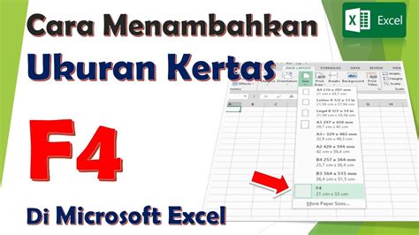 Cara Menambahkan Ukuran Kertas F4 di Microsoft Excel - YouTube