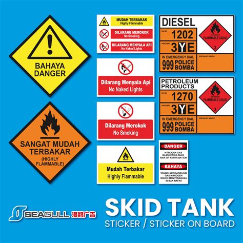 Skid Tank Sticker Mudah Terbakar Highly Flammable Petroleum Diesel Tank ...