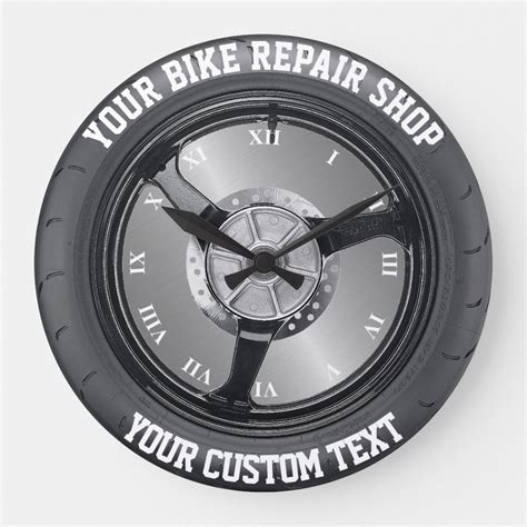 Bike Parts Shop Tire Repair Car Motorcycle Service Large Clock | Zazzle ...