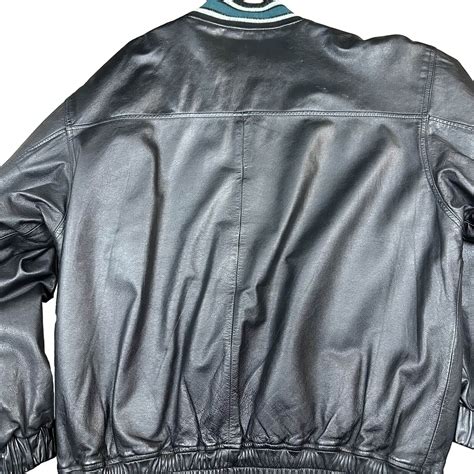 Vintage Philadelphia Eagles Black Leather Jacket - Maker of Jacket