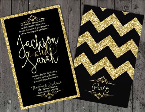 Black and Gold Wedding invitation Gold Wedding Invitation