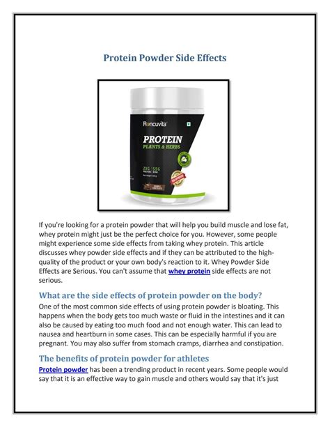 Protein Powder Side Effects by roncuvitasupplements - Issuu