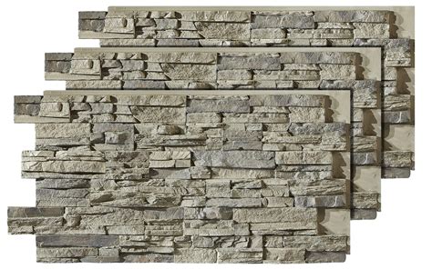 Buy AZ FAUX Sedona Faux Stone Wall Panels- Slate Gray 3-Pack 24” High X ...