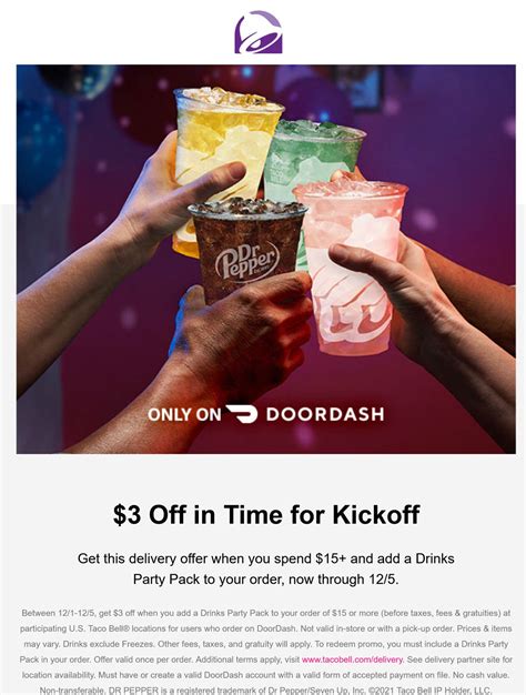 $3 off $15 with drinks party pack delivery at Taco Bell #tacobell | The ...