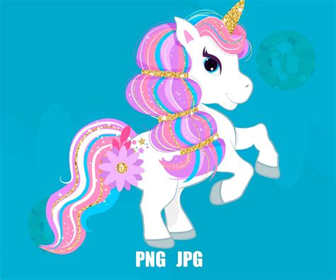 Unicorn Princess PNG, Unicorn Glitter Unicorn, Personal & Commercial Use, Instant Download, PNG ...