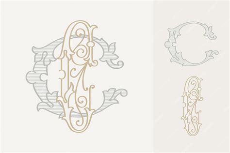 Premium Vector | C letter wedding monogram creator kit elegant historical style alphabet for ...