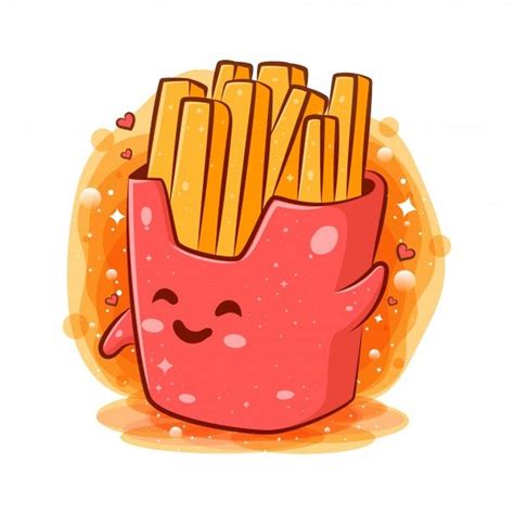 French fries kawaii cartoon character | Premium Vector #Freepik #vector #food #character # ...