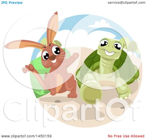 Clipart Graphic of a Fable Scene of the Tortoise and the Hare - Royalty ...