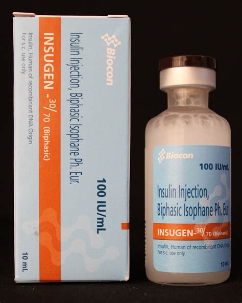 Insulin Injection Biphasic Isophane (30/70) 100IU/ml, 10ml at best ...