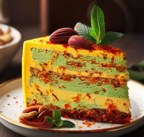Saffron Pistachio Ice Cream Cake Recipe | Chef With AI
