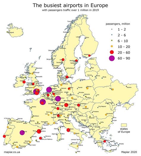 The largest airports in Europe, 2019. - Maps on the Web | History ...