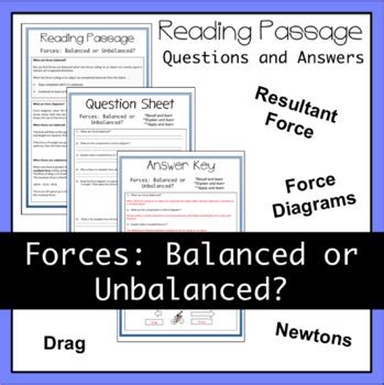 Forces Balanced and Resultant Force Worksheet Activity by Science House