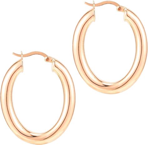 PAVOI 14K Gold Plated Sterling Silver Post Monet Oval Chunky Lightweight Hoop Earrings for Women ...