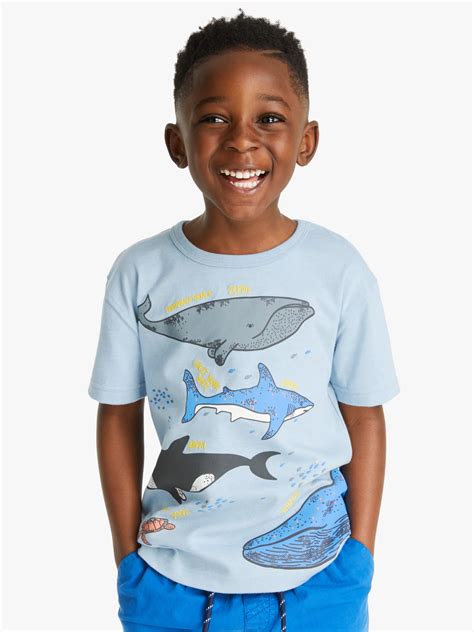 John Lewis & Partners Boys' Sea Creature T-Shirt, Blue, 3 years