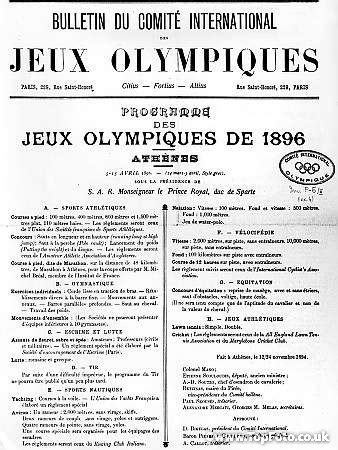 1896 Summer Olympics - Calendar of the Games