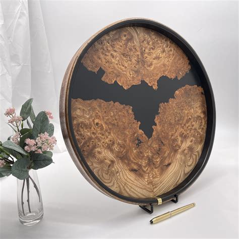 Large Round Ottoman Tray - Burr/Black - DAMA Designs