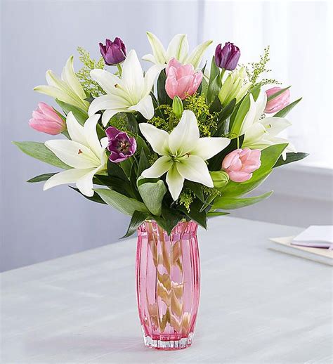 Spring Tulip & Lily Bouquet | Easter flower arrangements, Beautiful ...