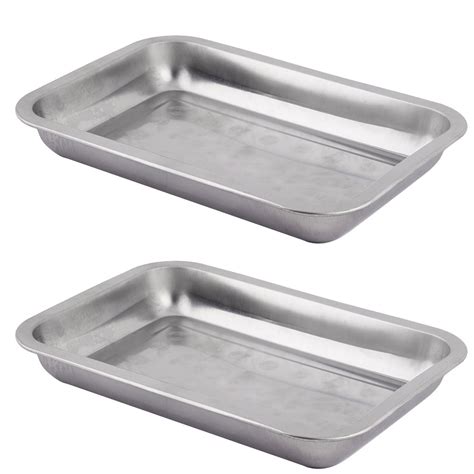 Restaurant Stainless Steel Rectangle Shaped Dinner Food Court Serving Tray 2pcs - Walmart.com