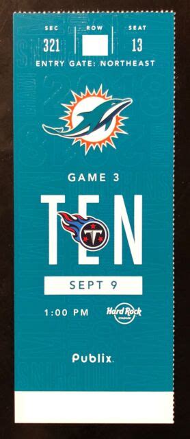 2018 Miami Dolphins Football Collectible Ticket Stub - Choose Any Home ...