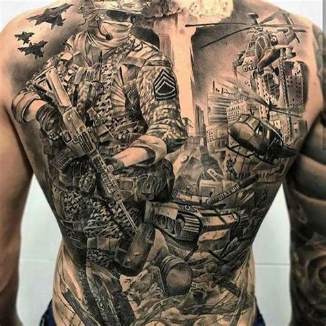 Full Back Combat Tattoo - Veteran Ink