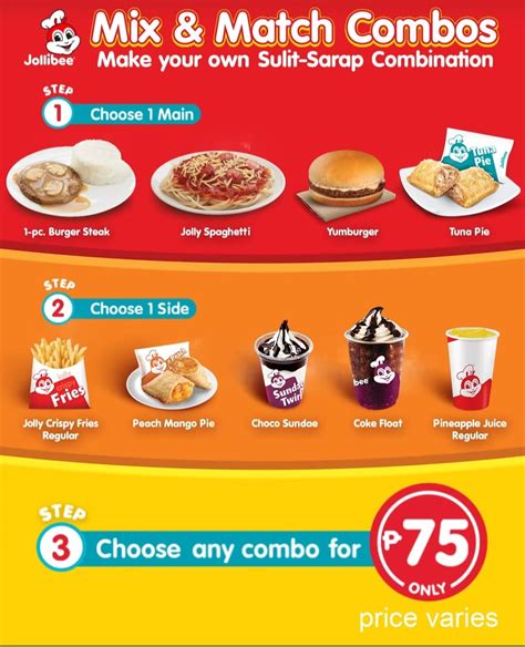 Jollibee Mix and Match Combo Price is PHP 75! Sulit Sarap Combinations, Out Now! - MustSee ...