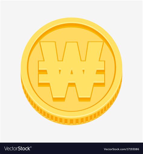 Korean won currency symbol on gold coin Royalty Free Vector