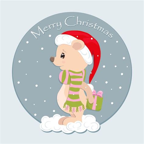 Premium Vector | Christmas card with teddy bear