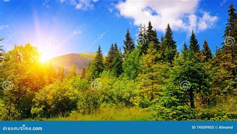 Mountain Landscape and Sunrise Stock Image - Image of mountain, holiday: 74509903