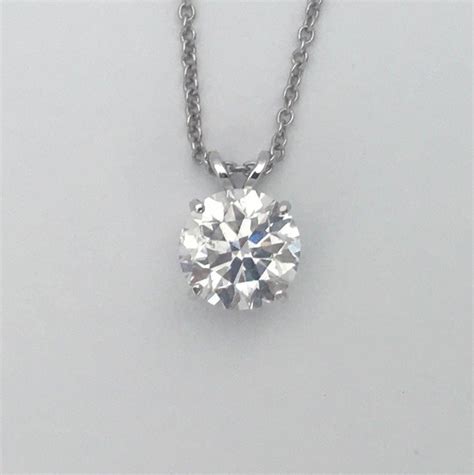 DIAMOND SOLITAIRE PENDANT NECKLACE 1 Carat ROUND CUT D SI1 14K WHITE ...