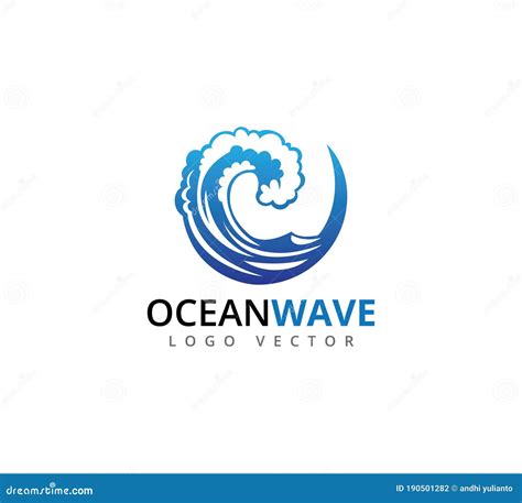 Big Blue Rolling Ocean Wave in Circle Form Vector Logo Design Stock ...