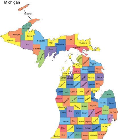 Michigan Map with Counties