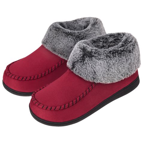 Vonmay - VONMAY Women's Suede Bootie Slippers Furry Plush Boots House Shoes Indoor Outdoor ...