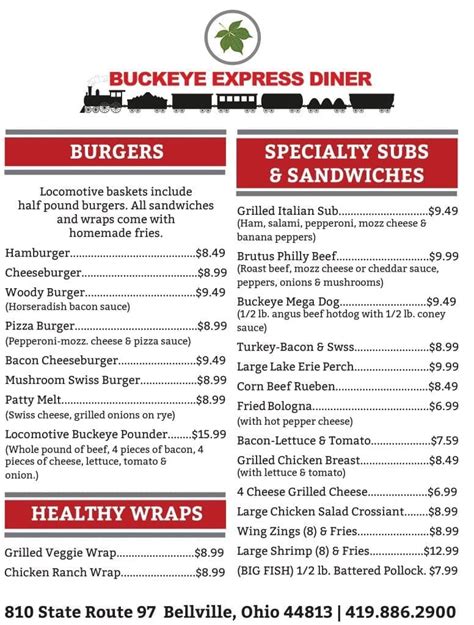 Buckeye Express Diner Menu - Woodchuck Arts