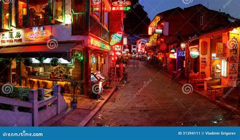 Night Yangshuo Town. Yangshuo West Street at Night - the Tourist Editorial Photo - Image of asia ...