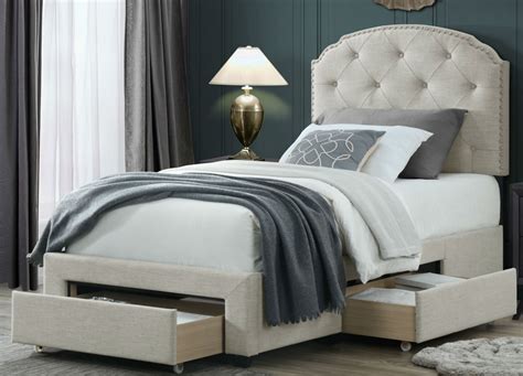 DG Casa Argo Tufted Upholstered Panel Bed Frame with Storage Drawers ...