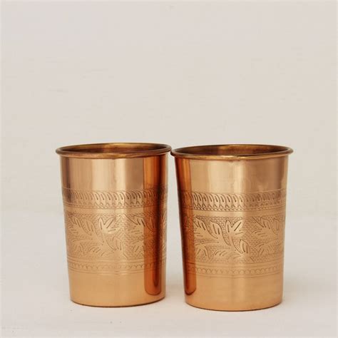 Art Engraved Pure Copper Jug Set – Jug + 2 Copper Cups – Vriksha Homeware