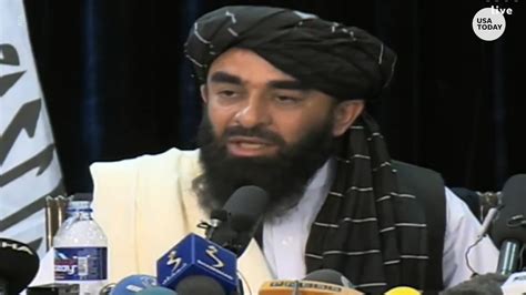 Taliban spokesman Zabihullah Mujahid speaks out at news conference